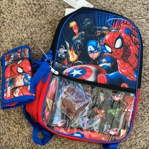 NWT Marvel Characters 5 piece Backpack Set